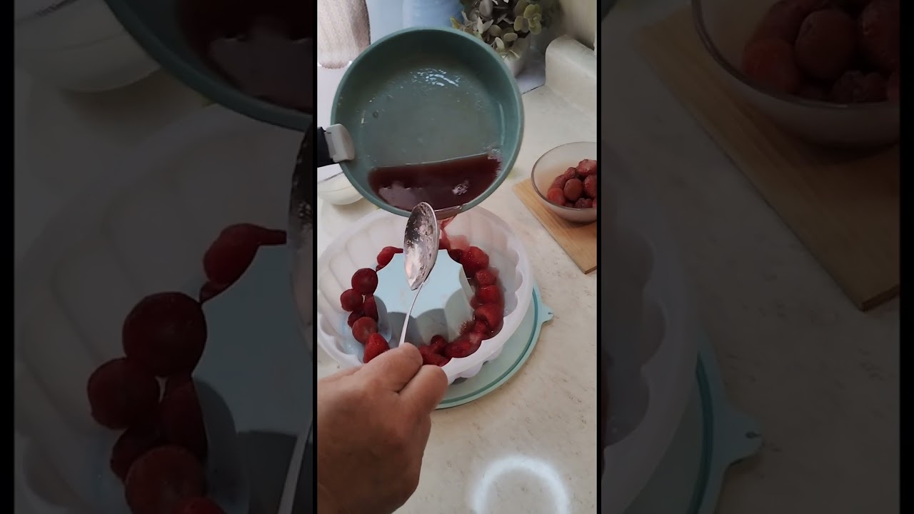 GELATINA de CREMA con FRESAS #DELICIOSA #fypシviral #MUYFACIL #parati