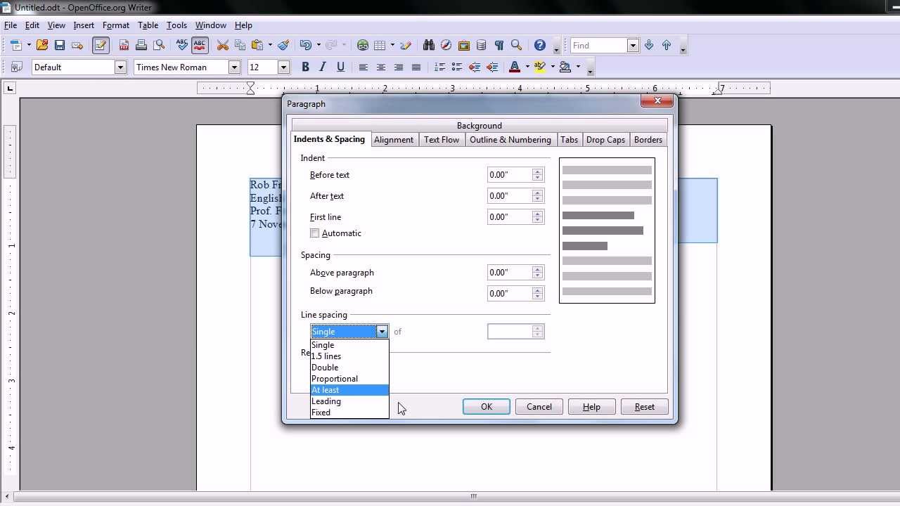 MLA Format Open Office for OpenOffice 3.4