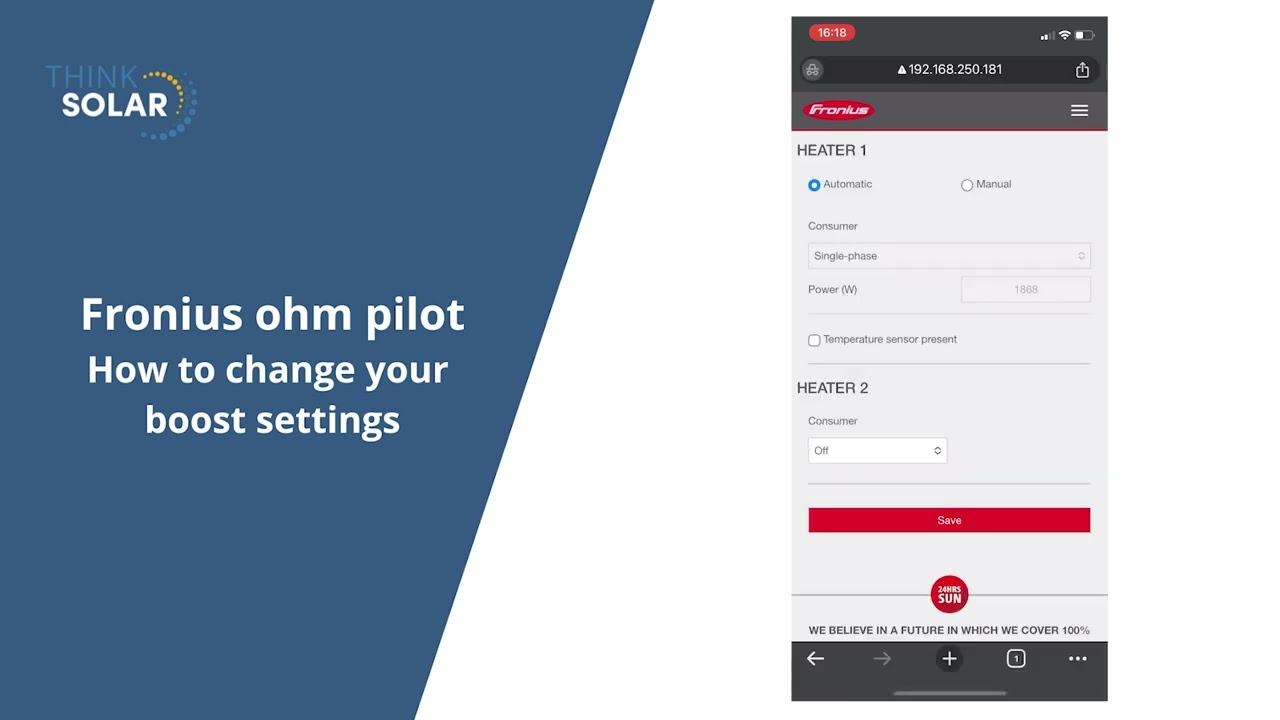 Fronius Ohm Pilot | How to change your boost settings