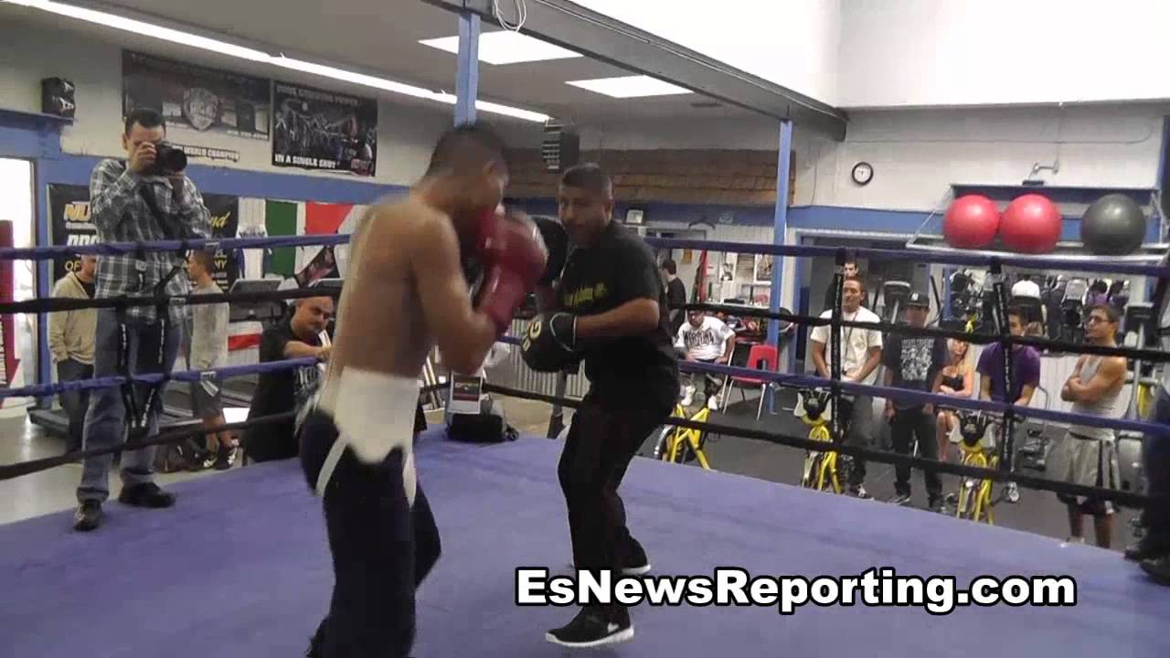 robert garcia working mitts with boxing star mikey garcia