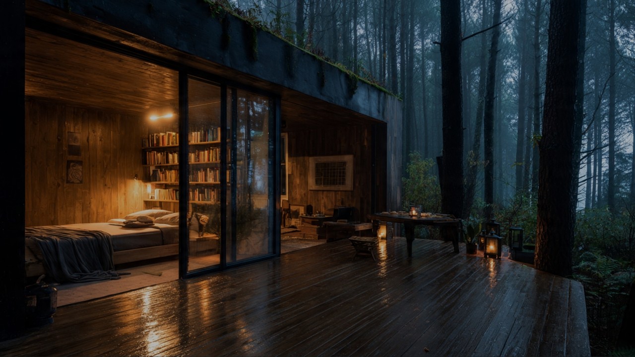 Heavy Rain and Loud Thunder on Forest Farmhouse at Night | Deep Sleep Rain Sounds