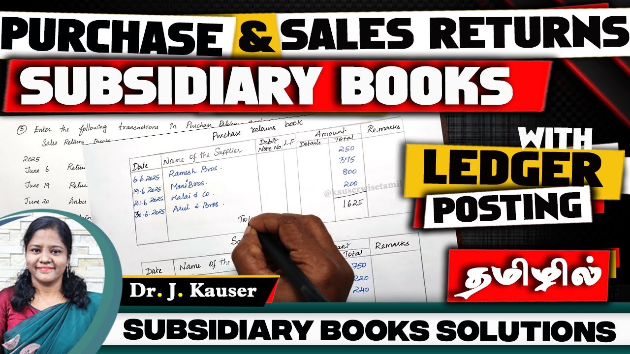 [#3] Purchase Return & Sales Return with Ledger Posting | Subsidiary Books in Tamil by Dr. J. Kauser