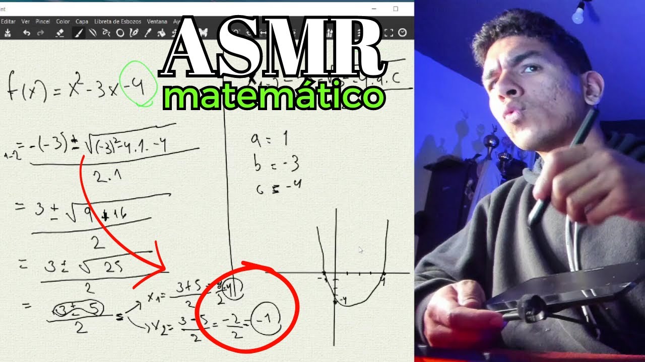 ASMR explicándote MATEMÁTICAS | raíces de una función cuadrática | Con MI TABLETA GRAFICA