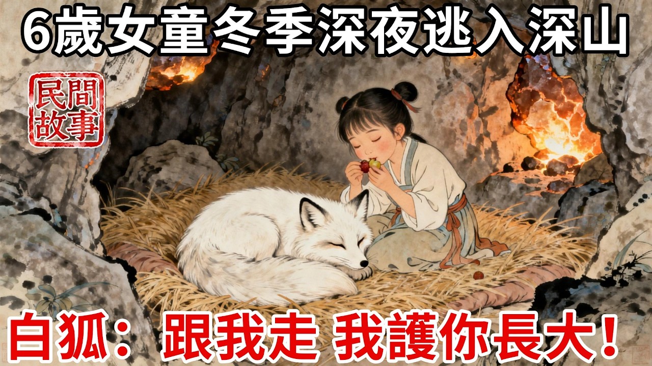6歲女童父母雙亡，被後娘賣給傻子家當童養媳，冬季深夜逃入深山，凍暈在雪地被白狐叫醒，白狐：跟我走，我護你長大！#民間故事 #傳統文化 #原創虛構 #華語有聲書 #槐樹下聽書