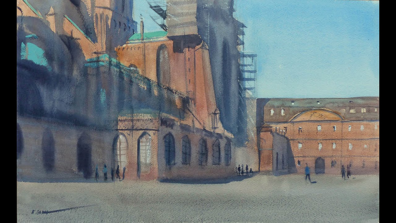 Démonstration d'aquarelle pas à pas  - La Cathédrale de Strasbourg
