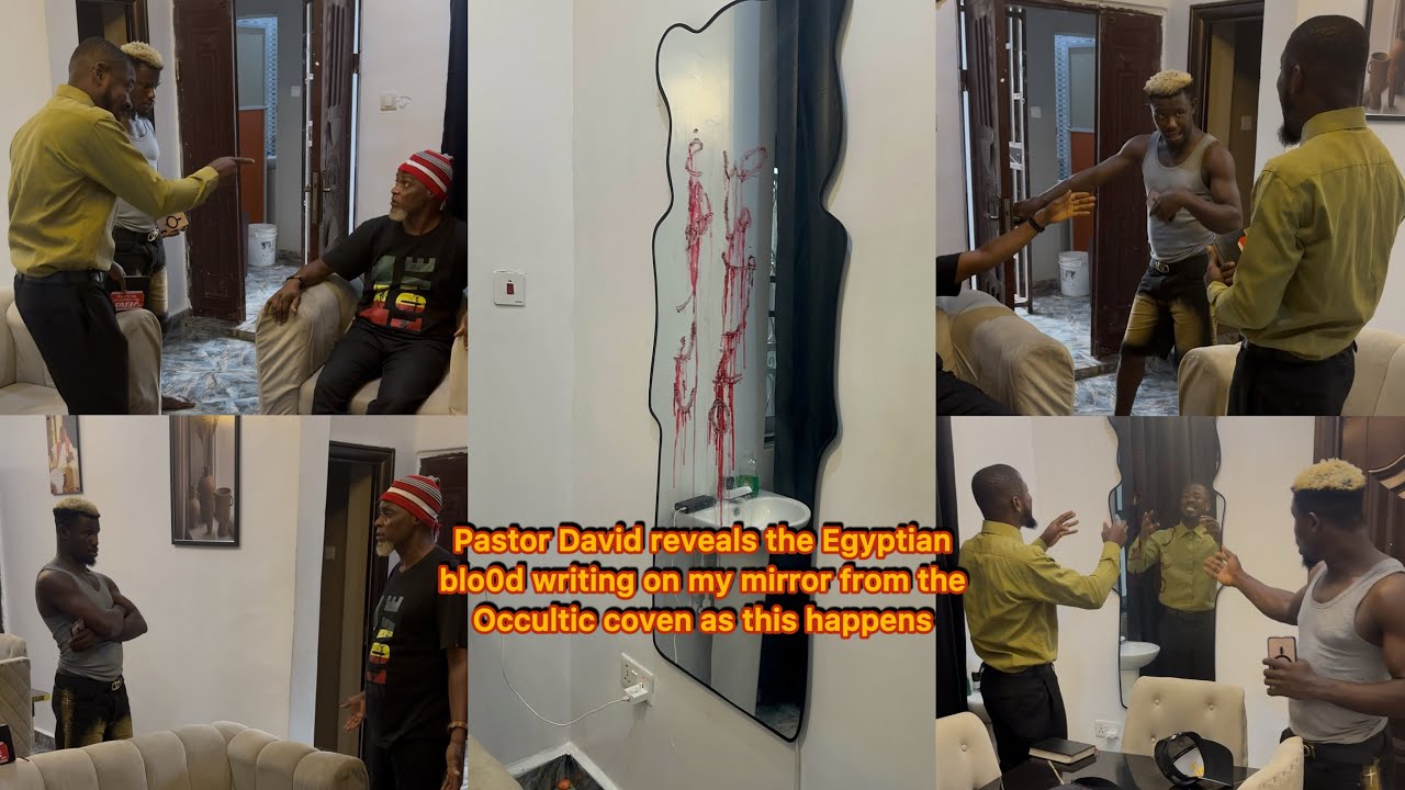 Pastor David reveals the Egyptian blo0d writing on my mirror from the Occultic coven as this happens