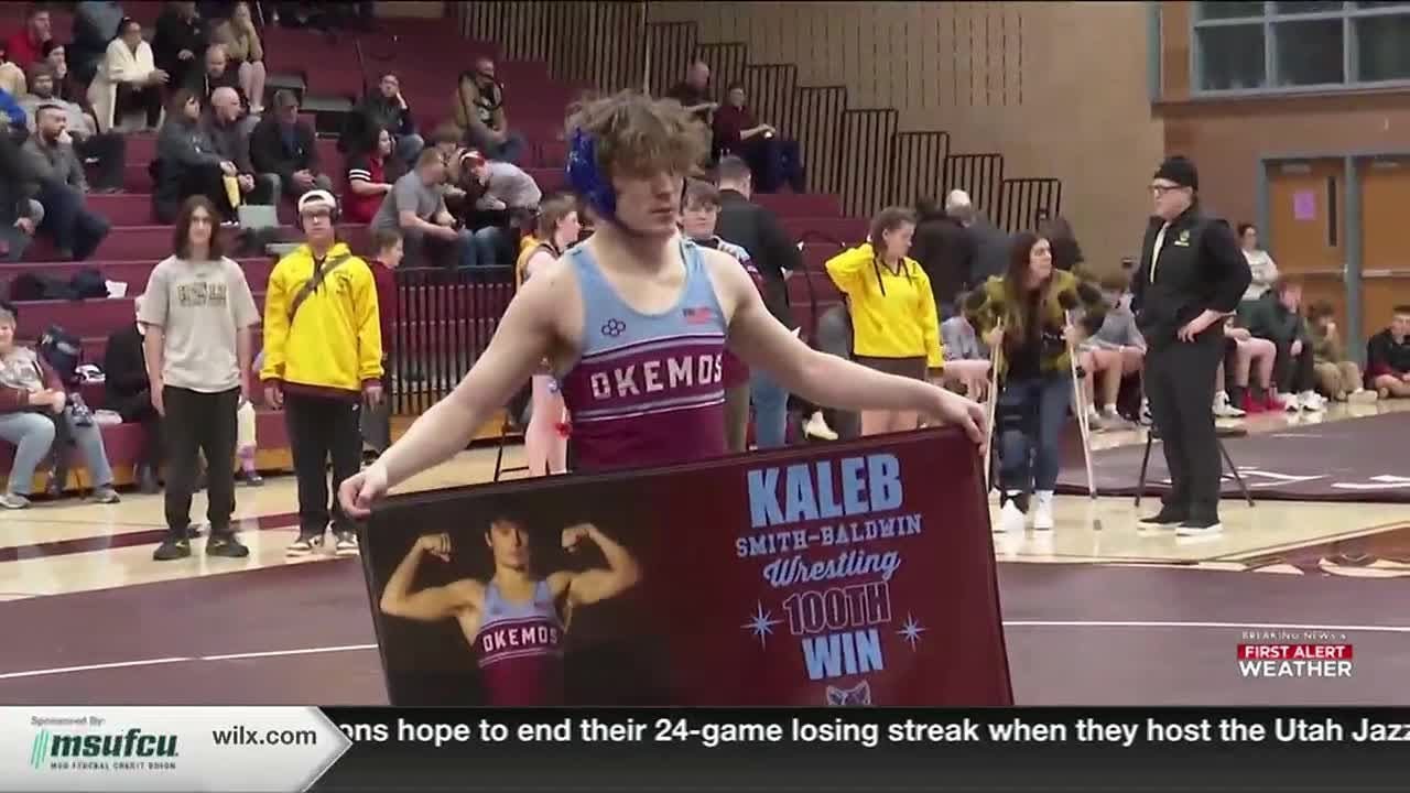 Okemos wrestler picks up historic 100th career victory