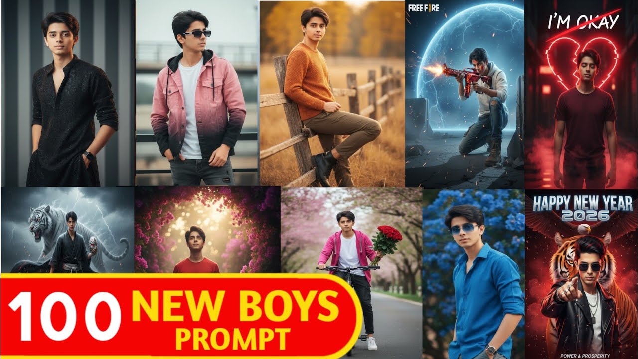 “100 New AI Boys Photo Editing Prompts 🔥 Viral Looks That Break Instagram & YouTube”