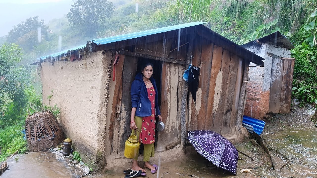 This is Himalayan Nepali Mountain Village Life Heavy Rainy Day | Naturally Village Documentary Video