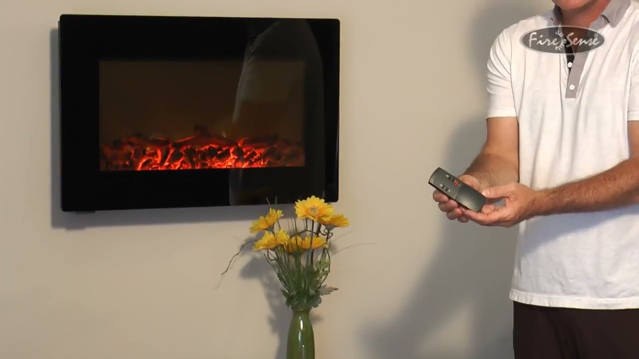 Fire Sense Black Wall Mounted Electric Fireplace