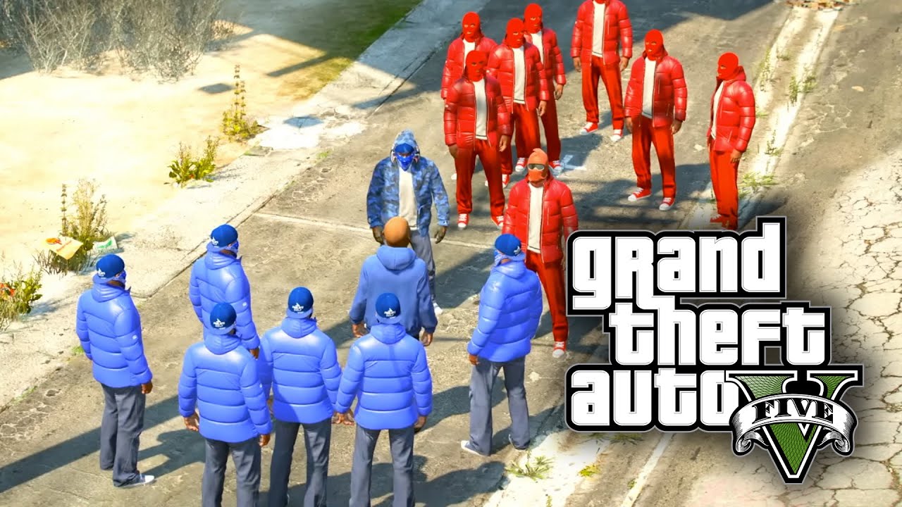 GTA 5 Red vs Blue Gangs Face Off in the City!
