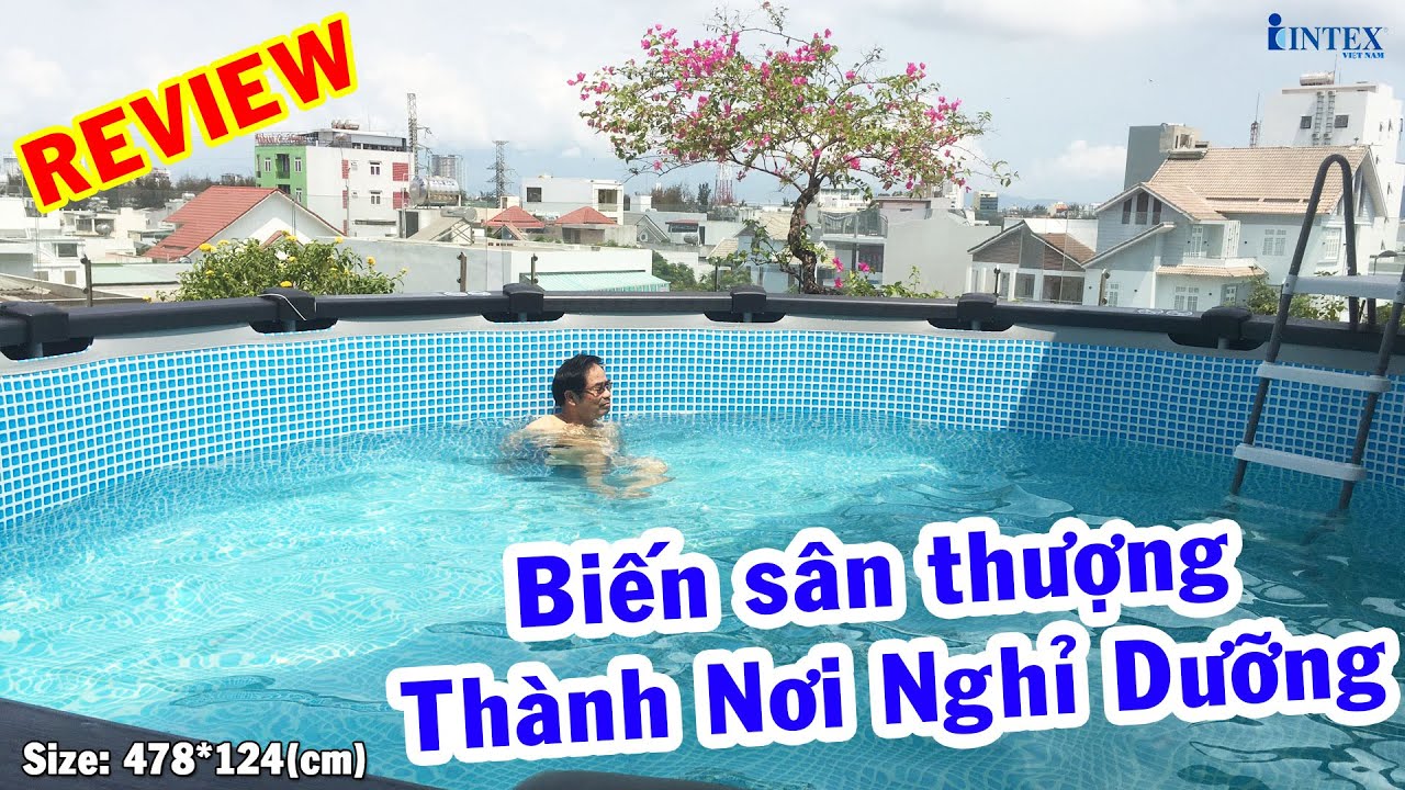 Biến sân thượng thành nơi nghỉ dưỡng CỰC SANG tại nhà vô cùng đơn giản | bể bơi giả gỗ INTEX