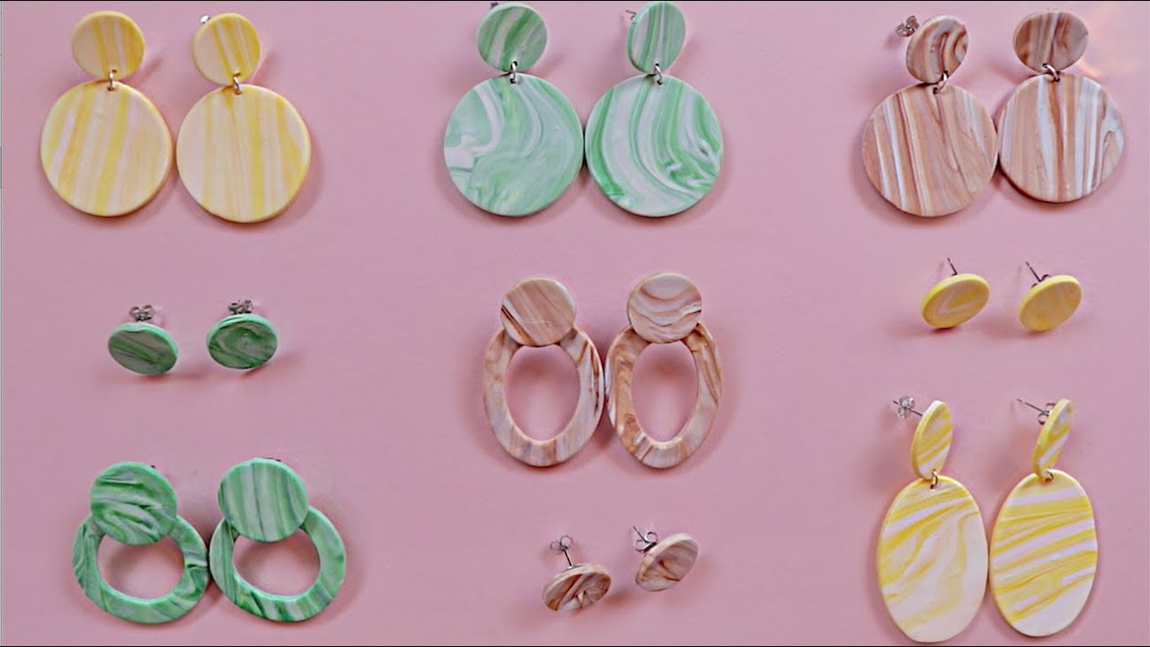 9 EASY | DIY Clay Marbled Earrings