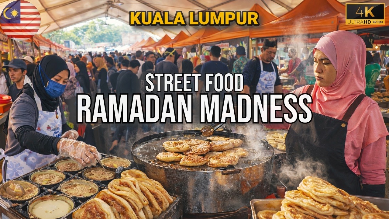 🇲🇾 Рамадан-базар в Кампонг-Бару | Самый оживленный стрит-фуд Куала-Лумпура 4K HDR