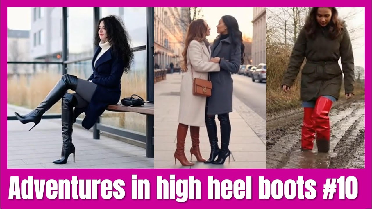 AI Boot Adventures Compilation | High Heel Overknee Boots in Mud, Water, Ice & Snow - Nr. 10