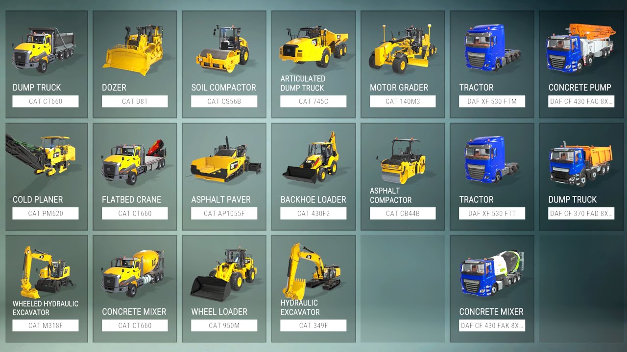 All Vehicles (currently) in the New Construction Simulator 2022 | Construction Simulator