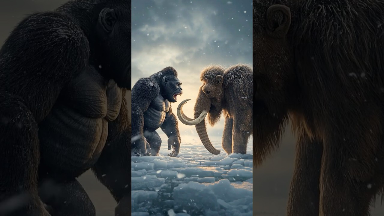 King Kong Knocks Out the Giant Woolly Mammoth in the Frozen Lands #wildlife #kingkong #mammoth