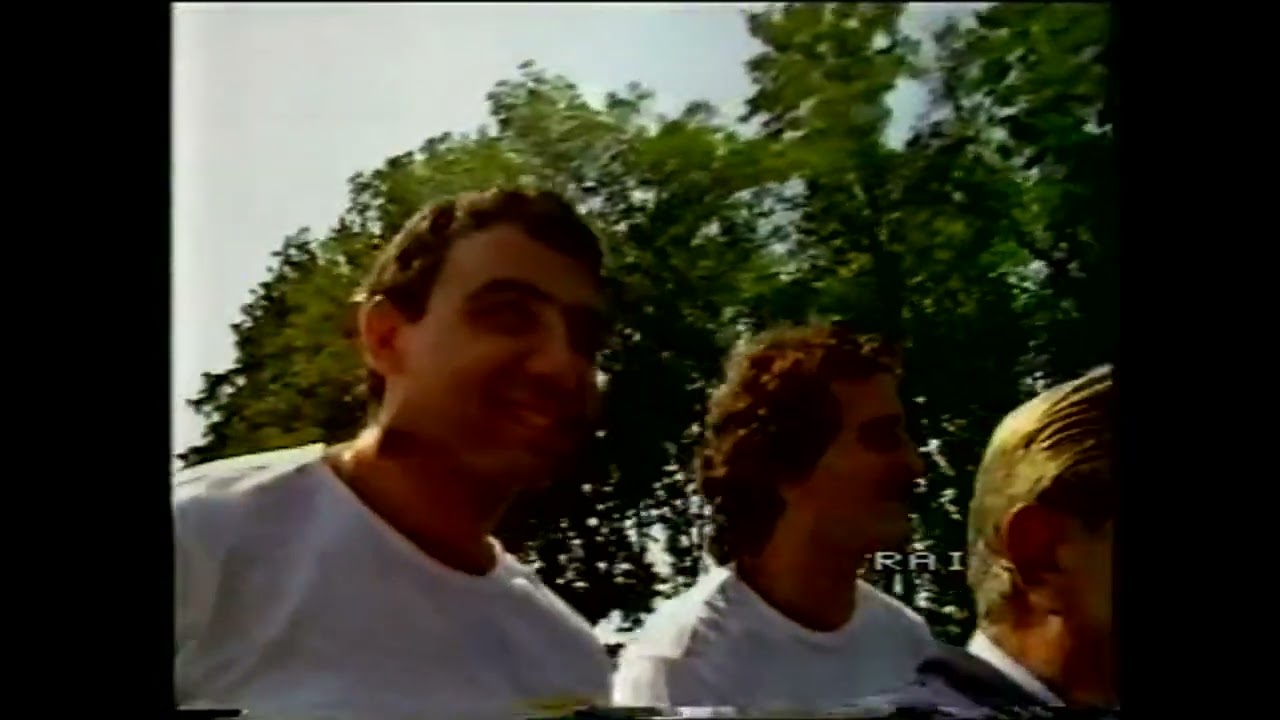F1 Italia 1985 - Chiacchierata tra Alain Prost e Michele Alboreto prima del Gran Premio