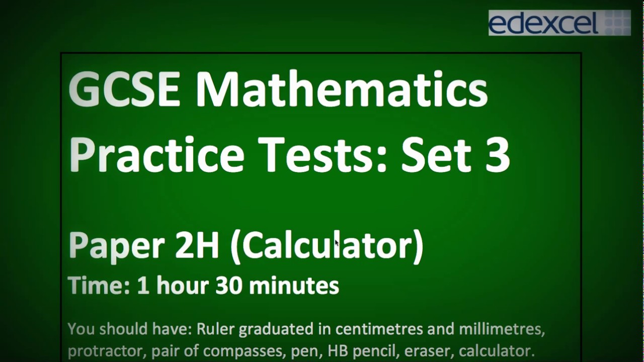 Edexcel New Maths GCSE (9-1) Practice Set 3, Paper 2H