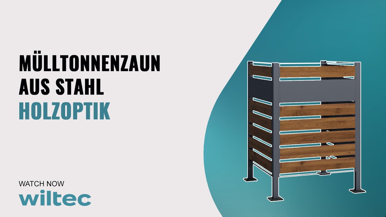 M&uuml;lltonnenzaun aus Stahl in Holzoptik: Verkleidung & Sichtschutz f&uuml;r 60-240L Tonnen