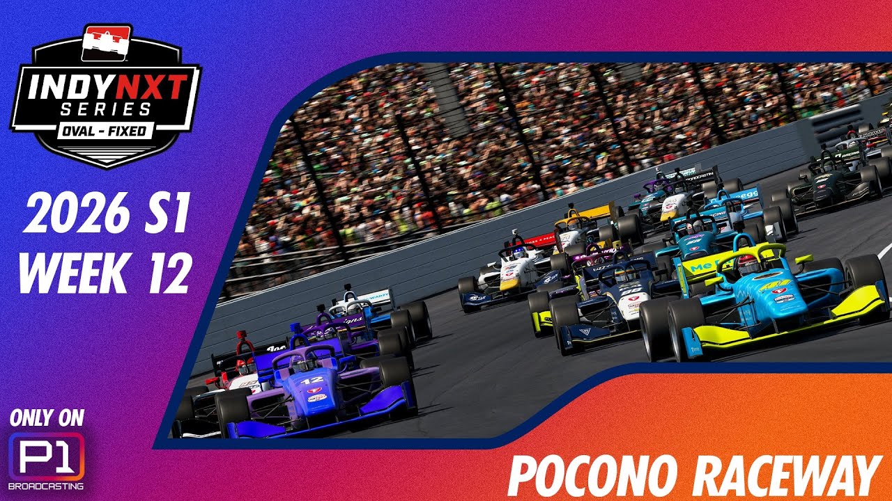 Indy NXT Oval Series Tues Night Top Split | POCONO | 2026S1 W12 | iRacing Broadcast
