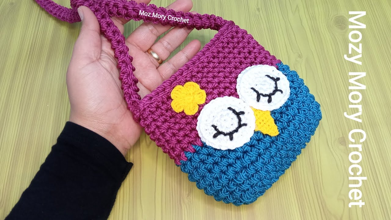 شنطة كروشية للأطفال بناتى على شكل بومة/tığ işi çanta/Bolsa de crochê/crochet bag/क्रोकेट बैगt baig