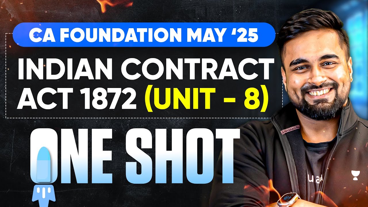 India Contract Act Unit 8 One Shot | CA Foundation | Business Laws for May'25 | CA CS Shantam Gupta