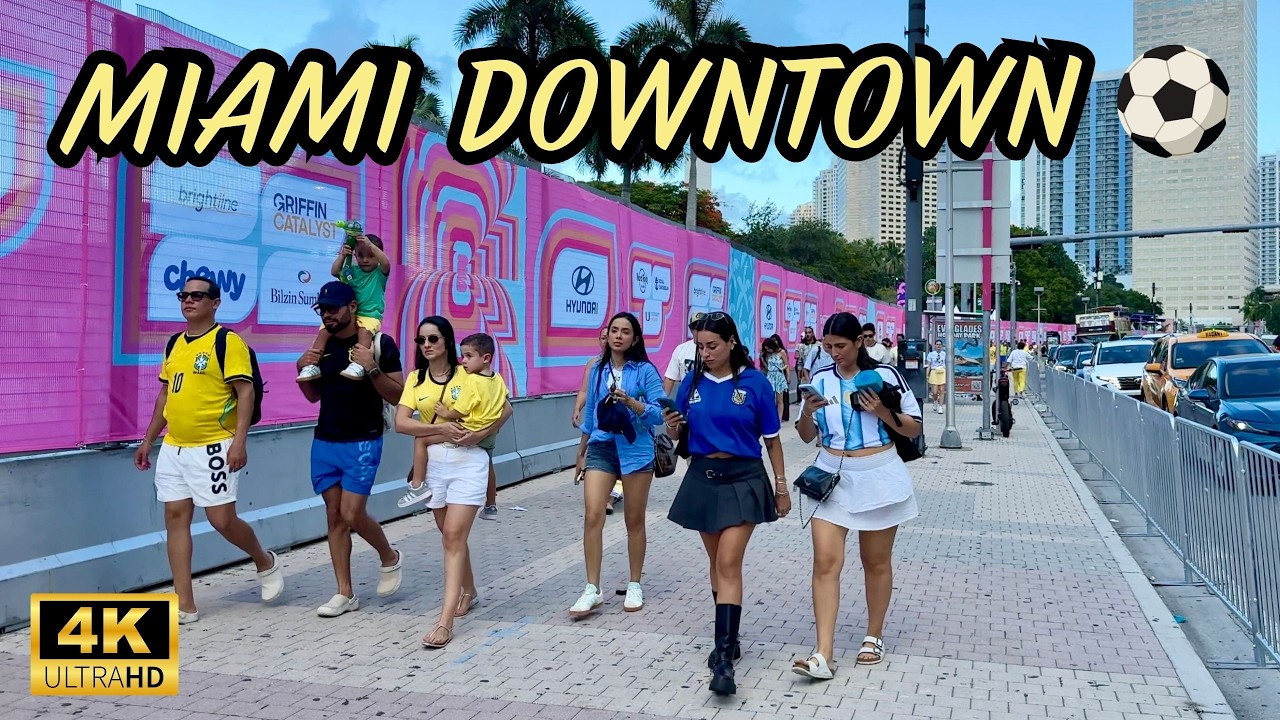 World Cup Madness Takes Over Downtown Miami ⚽ | Bayside Marketplace Walk 2026 4K