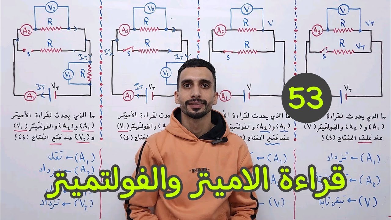 قراءة الاميتر والفولتميتر وأسئلة المصابيح / فيزياء توجيهي 2006 / (53)