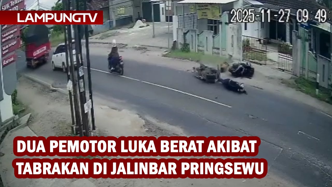 Dua Pemotor Luka Berat Akibat Tabrakan di Jalinbar Pringsewu