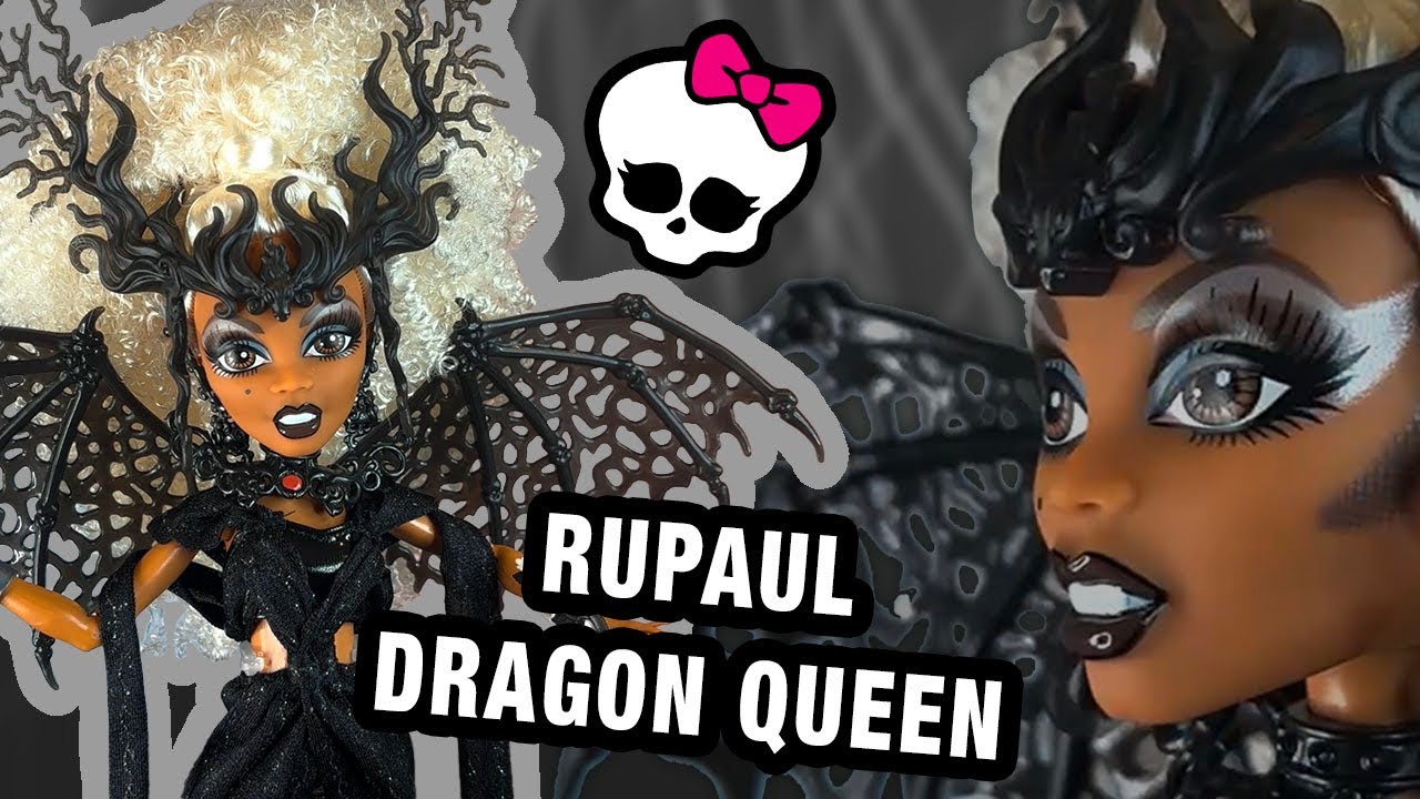 ¡LA REINA ESTÁ AQUÍ! 🤩 | Muñeca RuPaul Dragon Queen de Monster High ¡Unboxing y revisión! 🖤🩶🤍