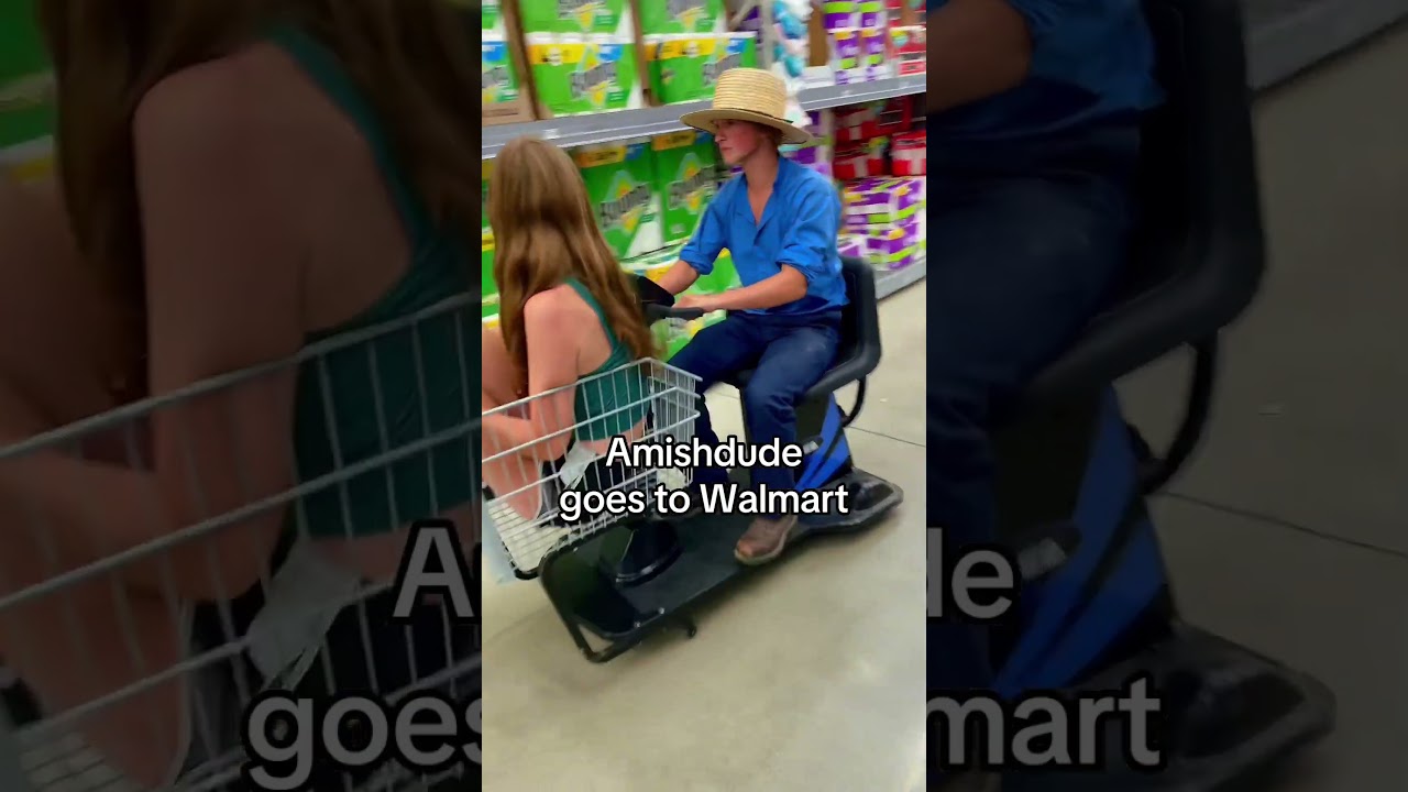 Walmart is pretty cool #amish #amishdude #amishtiktok #walmart #amishgirls #girl #scooter #shopping