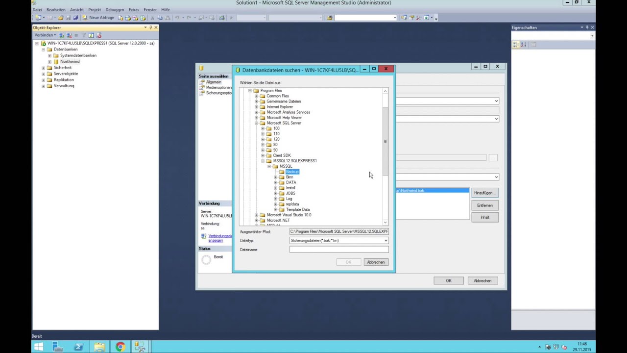 MS-SQL-Server für Anfänger - Teil 5: Backup - Sichern einer Datenbank
