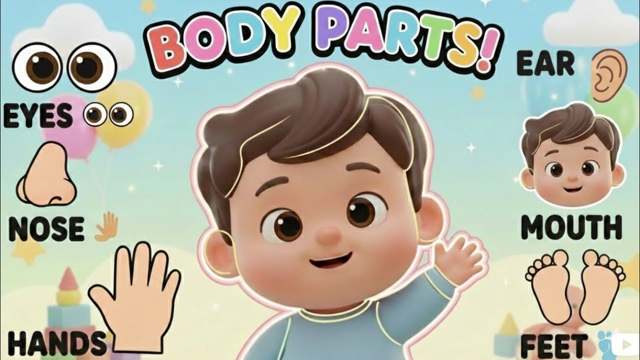 Learn Body Parts Names – Fun Body Parts Song for Kids 🖐👀👂👃👄