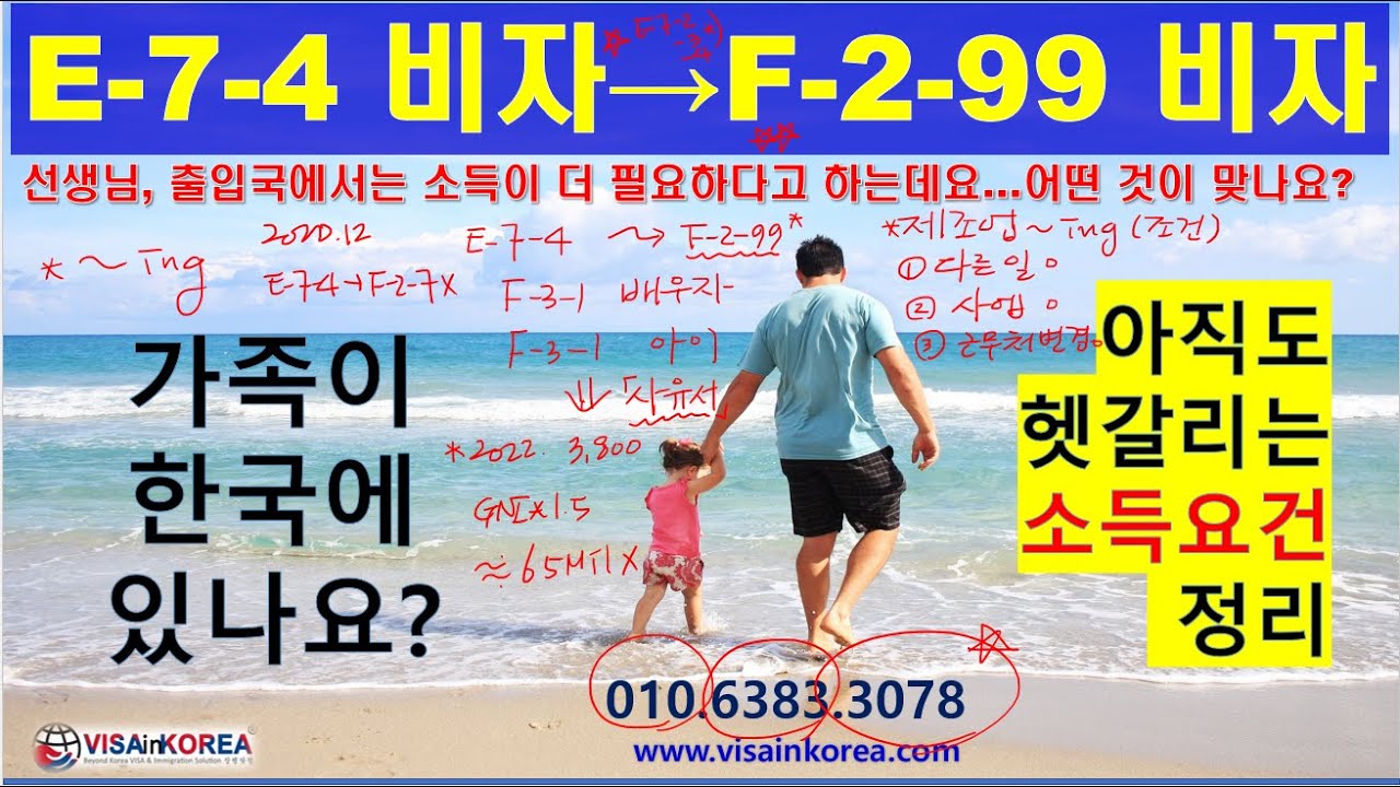 [E-7-4 비자에서 F-2-99 비자 변경] 아직도 출입국에서 헷갈리는 소득 요건-장행닷컴행정사 VISA in KOREA
