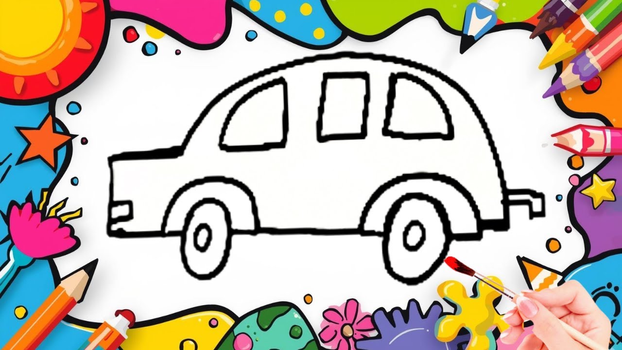 How To Draw cute Car Drawing, Painting & Coloring For Kids and Toddlers_🌈🎨 🐋