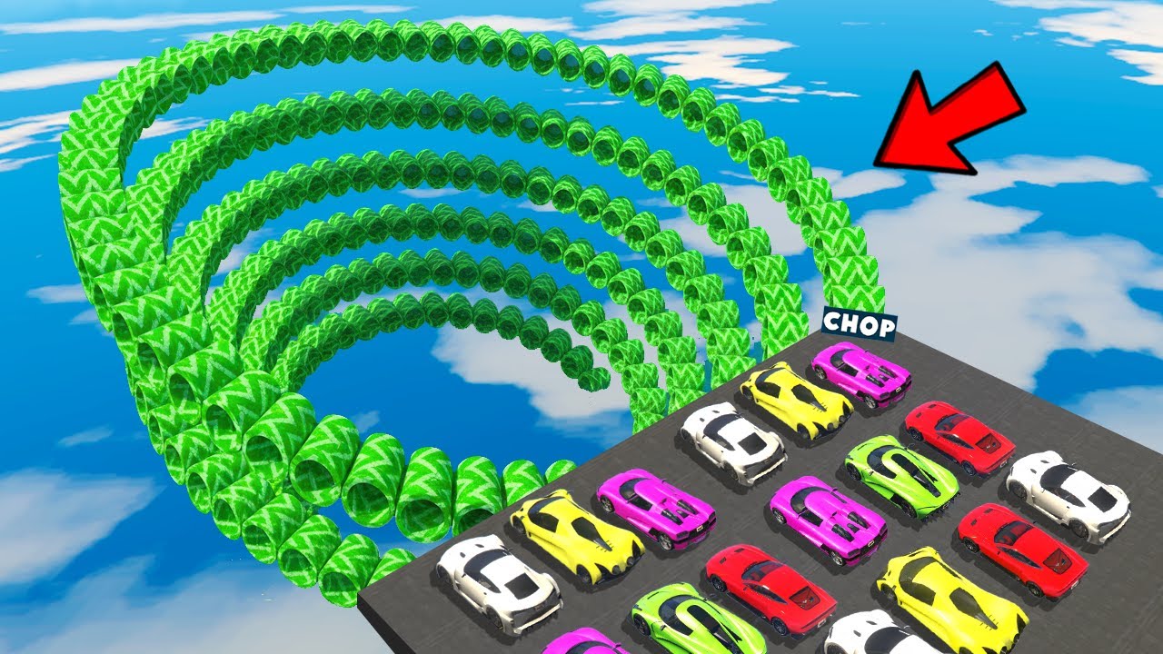 GTA 5 CHOP AND FROSTY ENTER THE ENDLESS BOOSTER MEGA RAMP