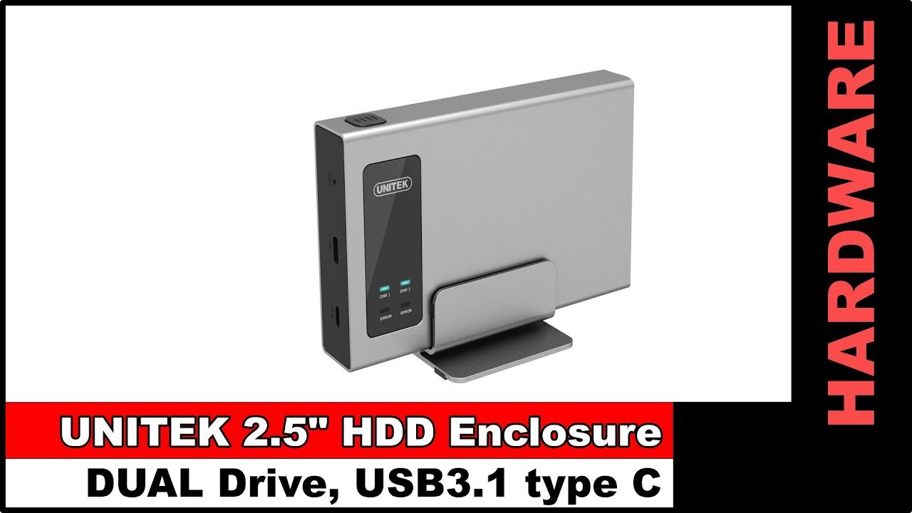 USB C Dual Bay RAID Hard Drive Enclosure, UNITEK Aluminum USB 3 1 Gen 2 Standard A to SATA III Hard