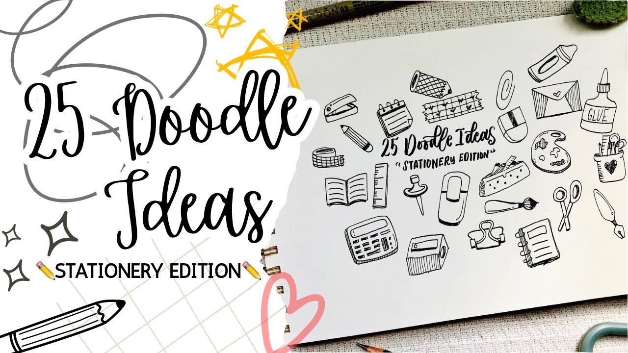 25 Easy Doodle Ideas | when you're bored & don't know what to draw ✏️ Stationery Edition ~no talking