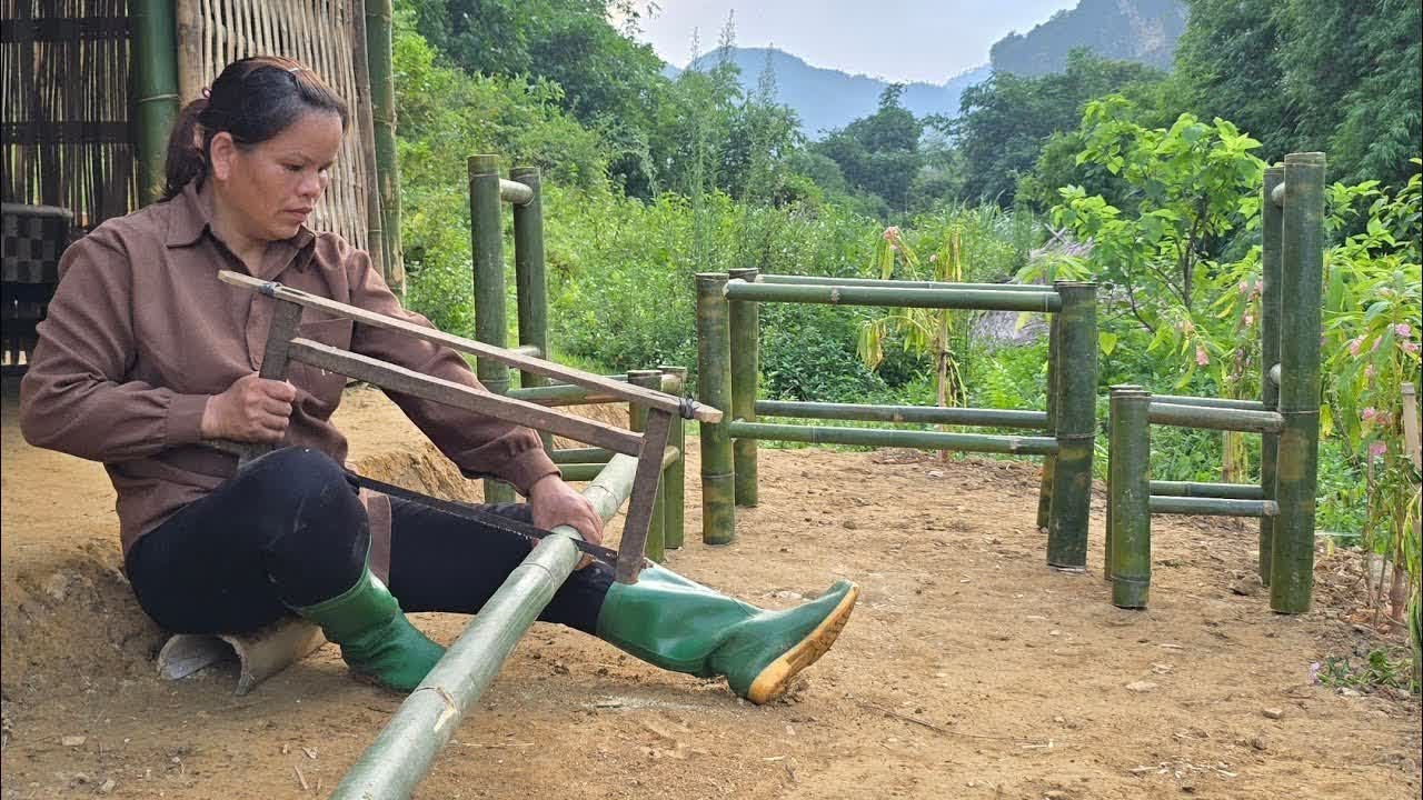 Woman designs her own bamboo furniture. and complete a beautiful bamboo table and chairs| Triệu Ghền