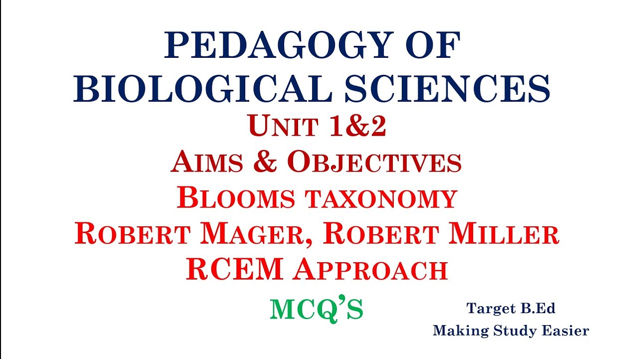 Pedagogy of Biological Sciences Unit 1 & 2 MCQ'S