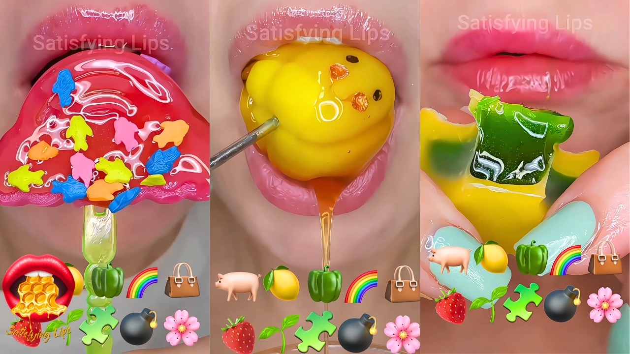ASMR Satisfying Eating Emoji Food Challenge Sped Up