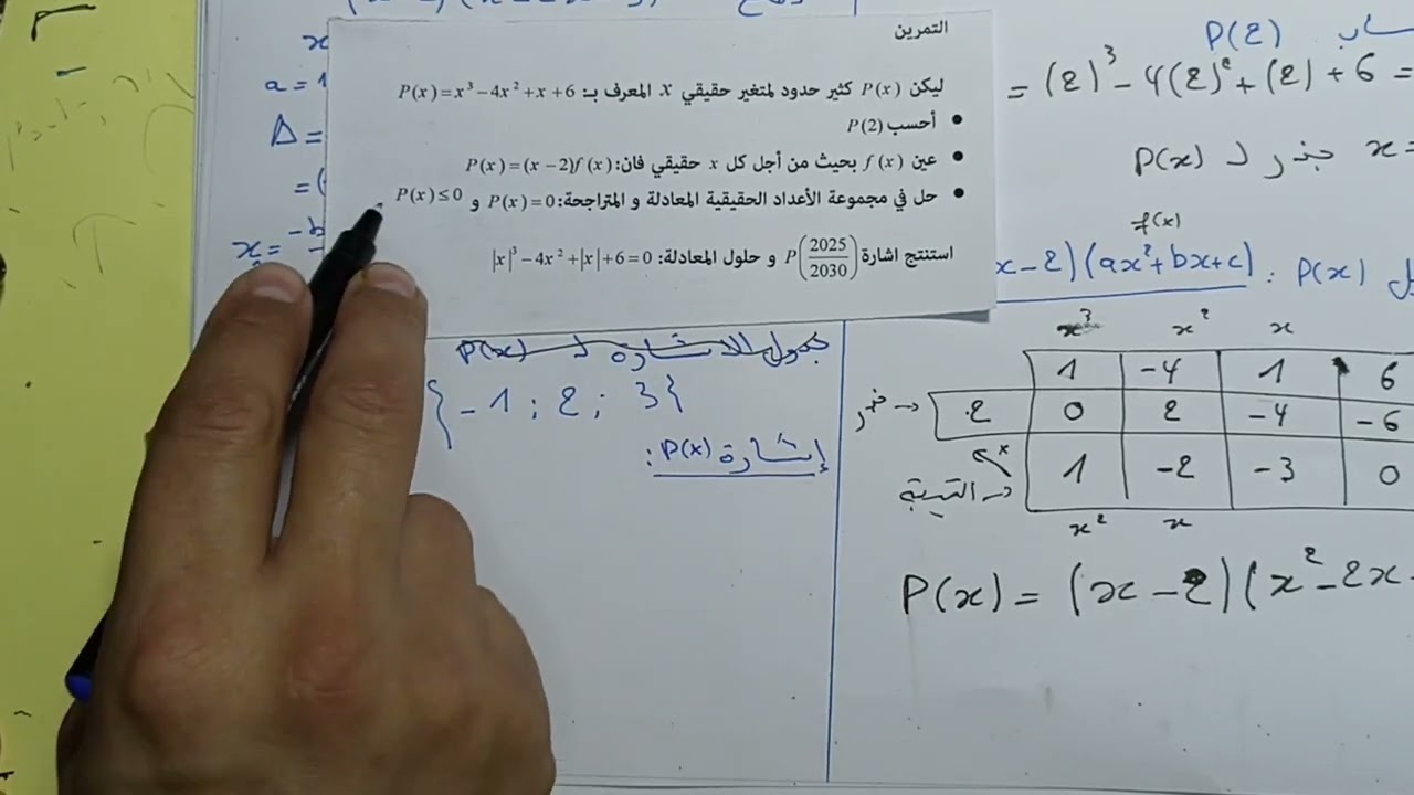 تمرين كثيرات الحدود للسنة الثانية 2AS