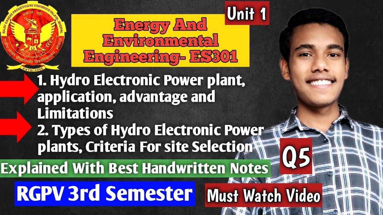 Hydroelectric Power Plant | Types, Applications, Advantages & Site Selection Criteria | ES301 RGPV