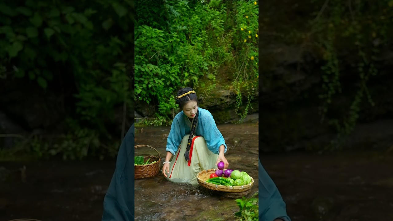 Fresh vegetables hotpot recipe in the countryside 🍆🍅🥬