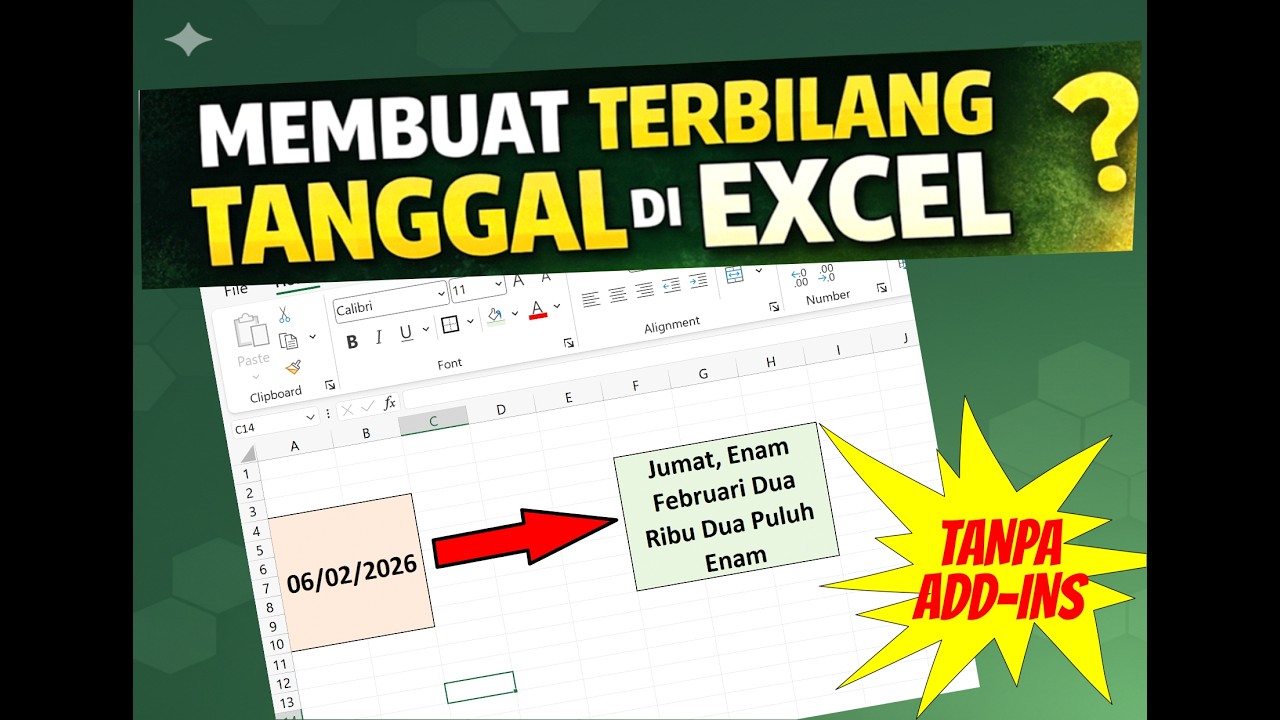 Cara Membuat Terbilang Tanggal di Excel OTOMATIS | Rumus TEXT, DAY, YEAR & VLOOKUP Tanpa Add-In