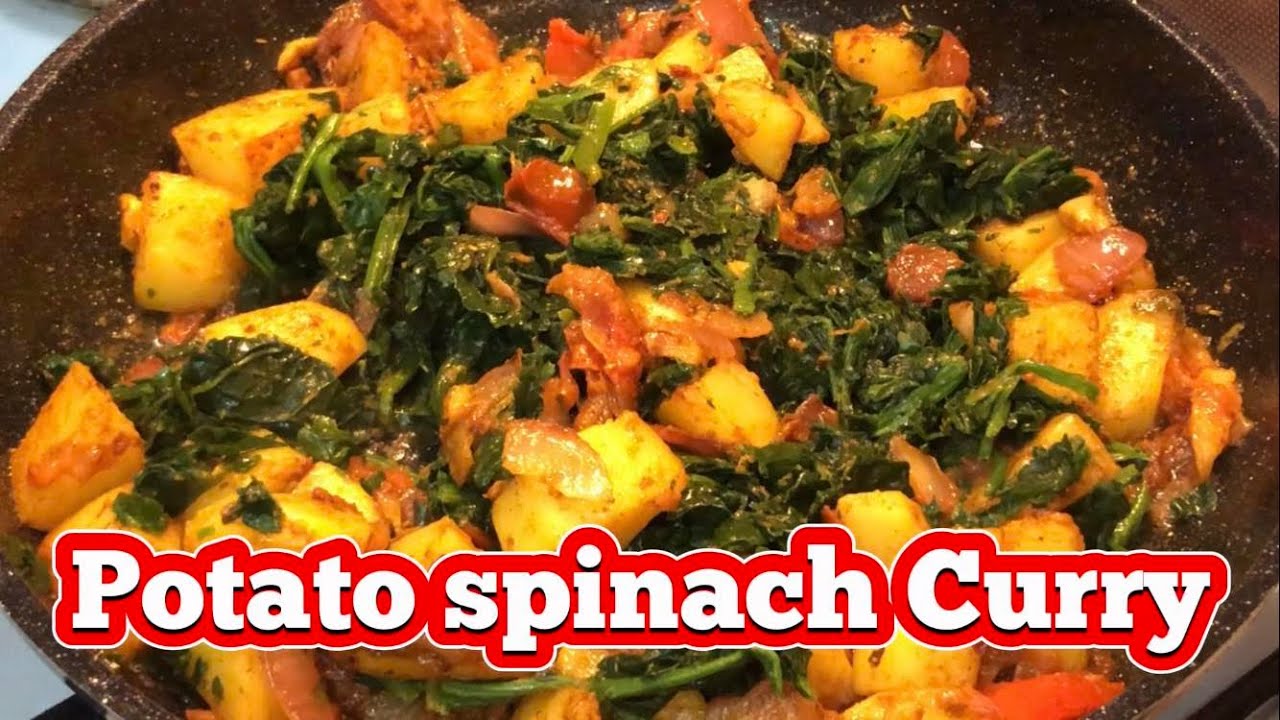Potato Curry with SPINACH | Aloo Palak | Saag Aloo How to make No Meat Curry | Vegan Curry
