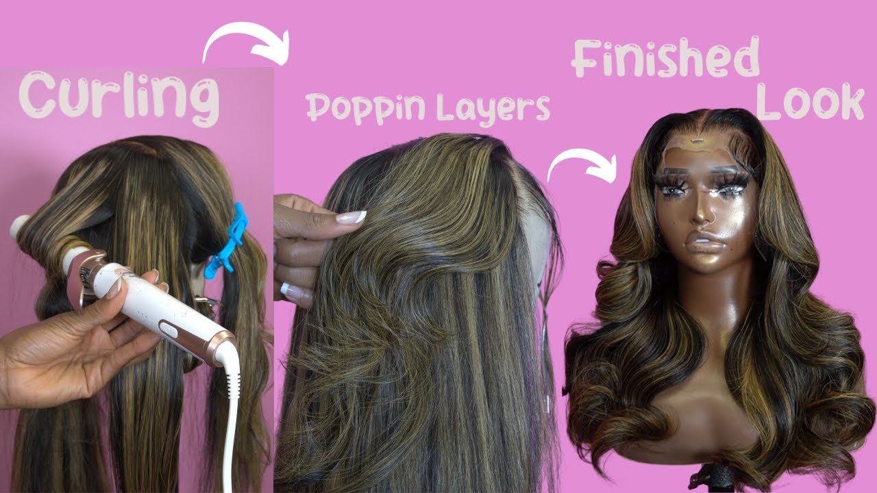 step by step layers curling and styling frontal wig | wig install | lace wig