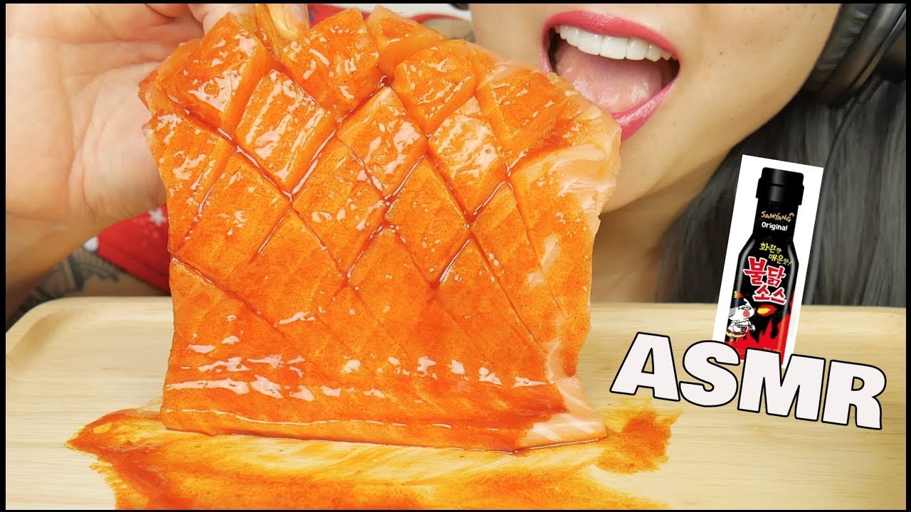 ASMR SALMON SASHIMI + FIRE SAUCE (SAVAGE EATING SOUNDS) NO TALKING | SAS-ASMR