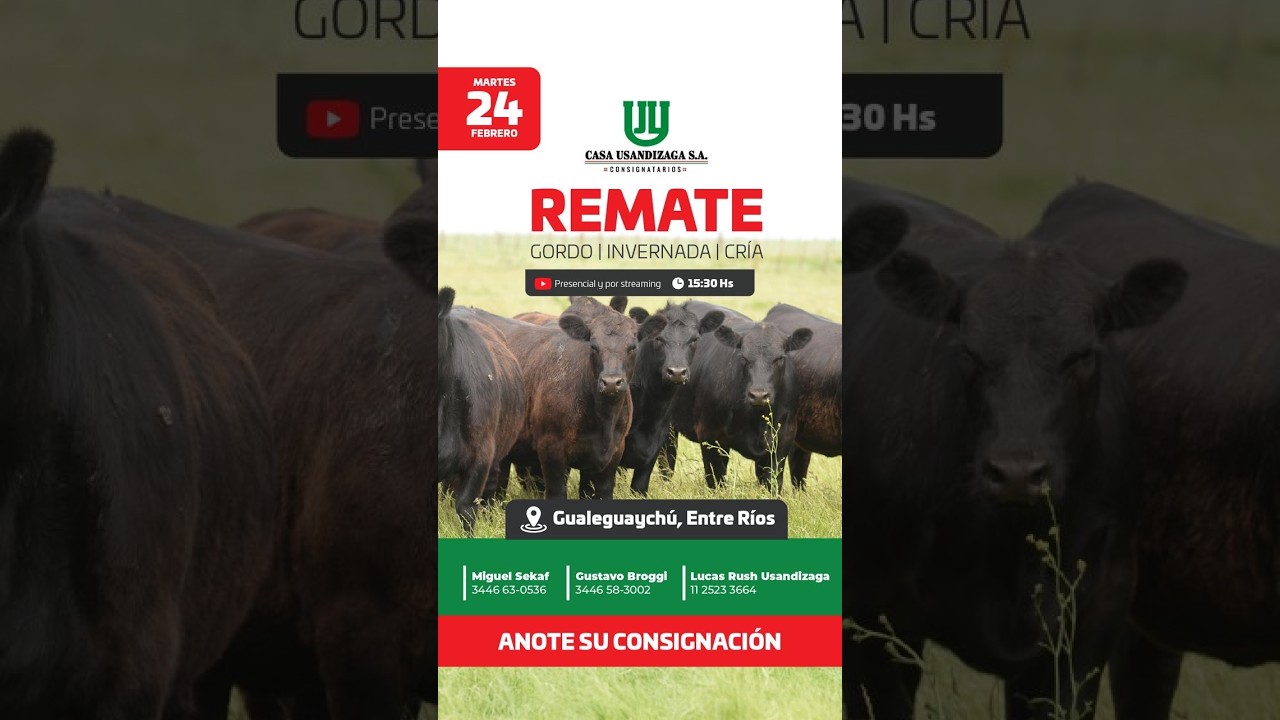 Remate Casa Usandizaga - Sociedad Rural Gualeguaychú 24/2/26